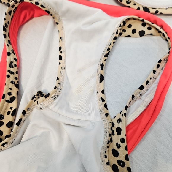 Victoria's‎ Secret 2 Piece Bikini Cheetah Print Orange Colorblock Size 38D A109 - Picture 8 of 11